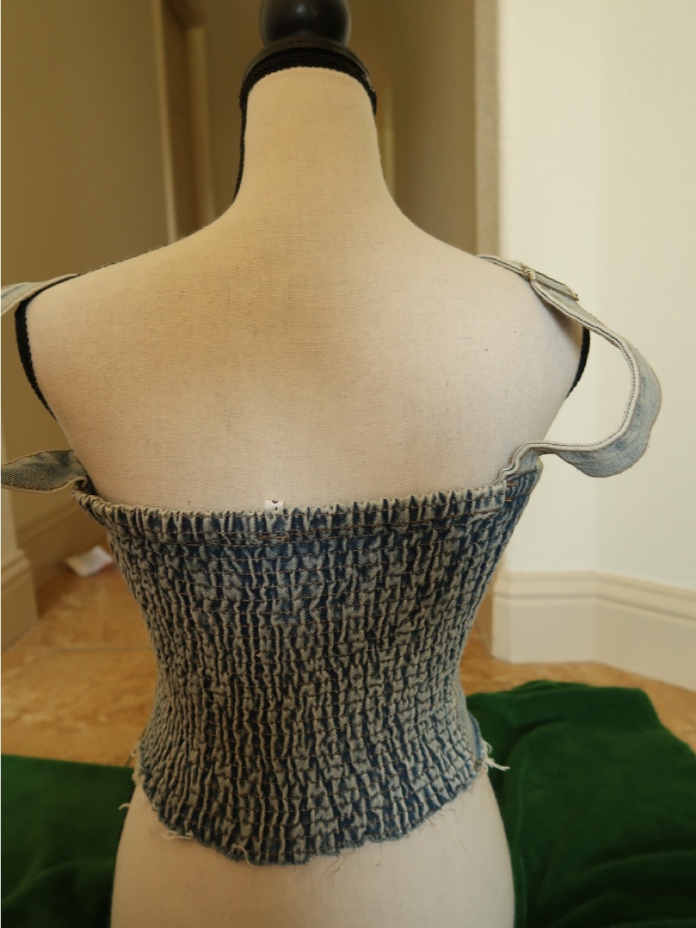Light Blue Denim Corset-Style Jeans Top - Picture 3 of 8